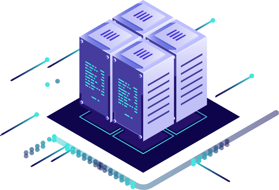 Isometric illustration of cloud servers